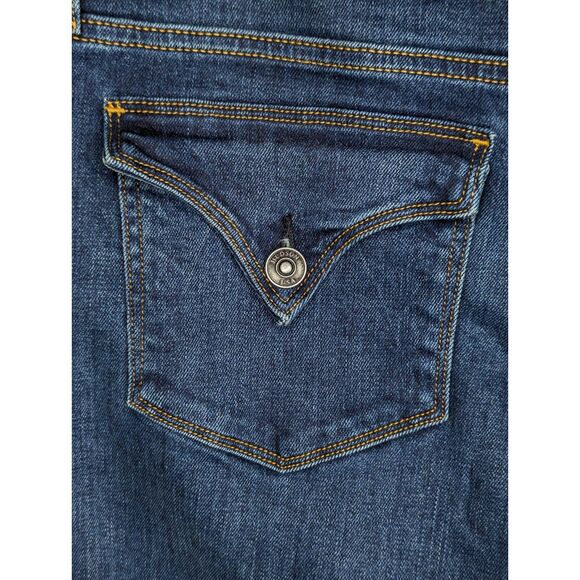 Hudson Beth Mid Rise Baby Boot Jeans Sz 32 Obscurity Dark Wash Flap Pockets - Picture 7 of 10